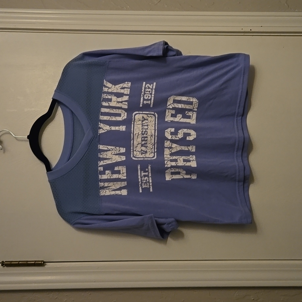 flirtitude like a periwinkle color mesh active wear crop top size small juniors